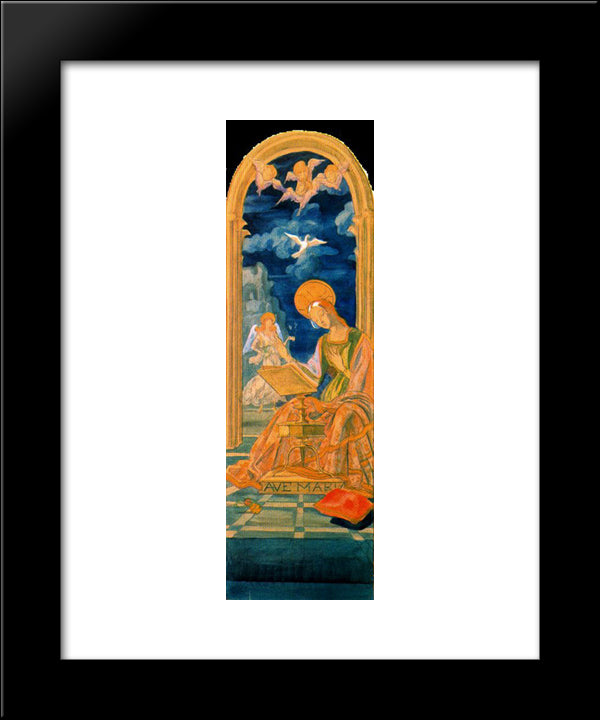 Sketches For Mural. Castillo De La Mota 20x24 Black Modern Wood Framed Art Print Poster by Tejada, Carlos Saenz de