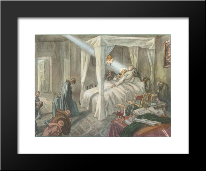 The Life Of St. Ignatius Loyola. Plate 10. The Death Of St. Ignatius 31St July 1556. 20x24 Black Modern Wood Framed Art Print Poster by Tejada, Carlos Saenz de