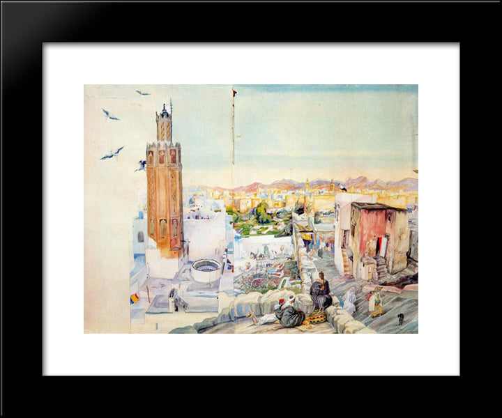 Visit Of Tetuan From The Terrace Of Khalifa 20x24 Black Modern Wood Framed Art Print Poster by Tejada, Carlos Saenz de