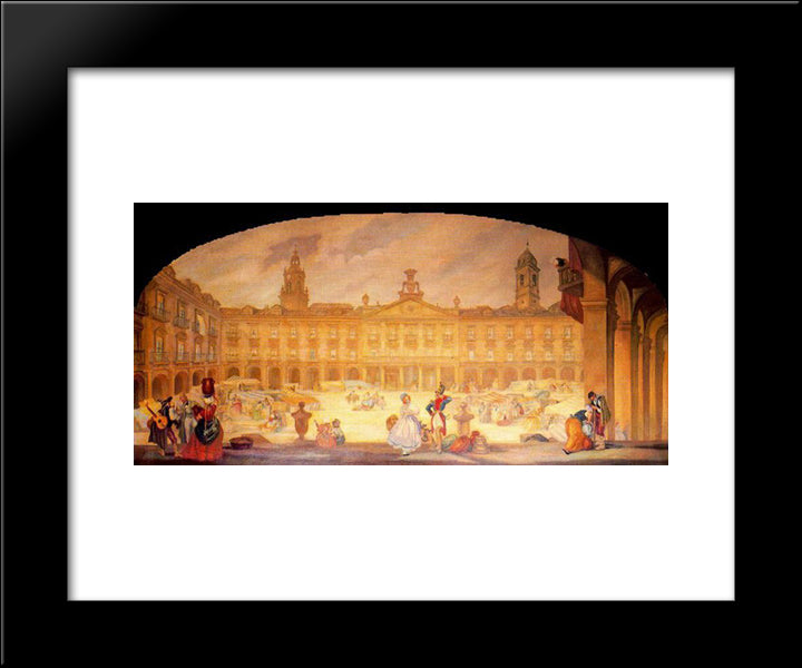 Vitoria 1850 20x24 Black Modern Wood Framed Art Print Poster by Tejada, Carlos Saenz de