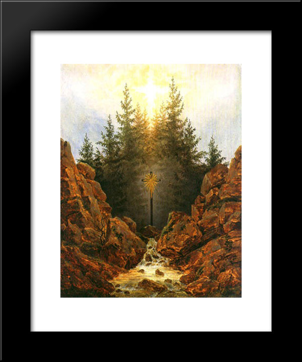 Cross In The Forrest 20x24 Black Modern Wood Framed Art Print Poster by Friedrich, Caspar David