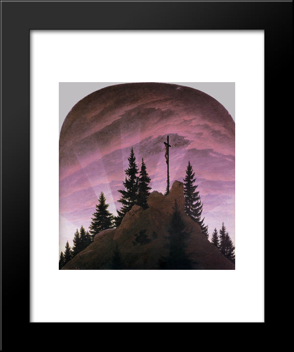 Cross In The Mountains (Tetschen Altar) 20x24 Black Modern Wood Framed Art Print Poster by Friedrich, Caspar David