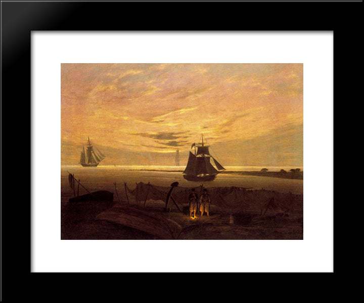Evening On The Baltic Sea 20x24 Black Modern Wood Framed Art Print Poster by Friedrich, Caspar David