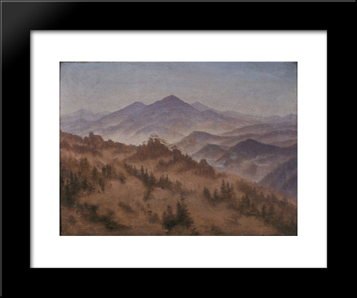 Landscape With The Rosenberg In Bohemian Switzerland 20x24 Black Modern Wood Framed Art Print Poster by Friedrich, Caspar David