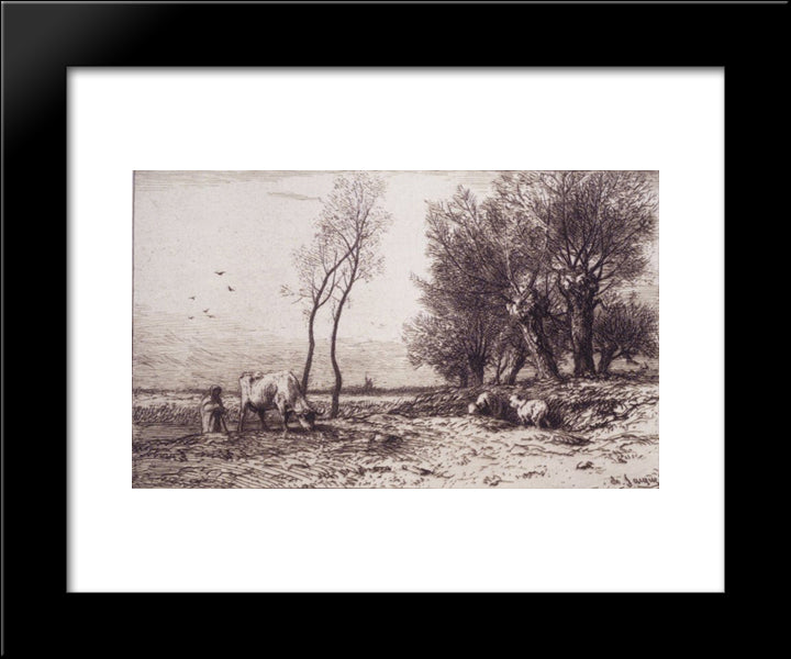 Winter 20x24 Black Modern Wood Framed Art Print Poster by Jacque, Charles