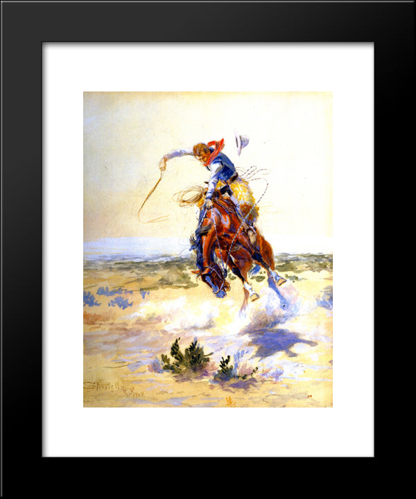A Bad Hoss 20x24 Black Modern Wood Framed Art Print Poster by Russell, Charles M.