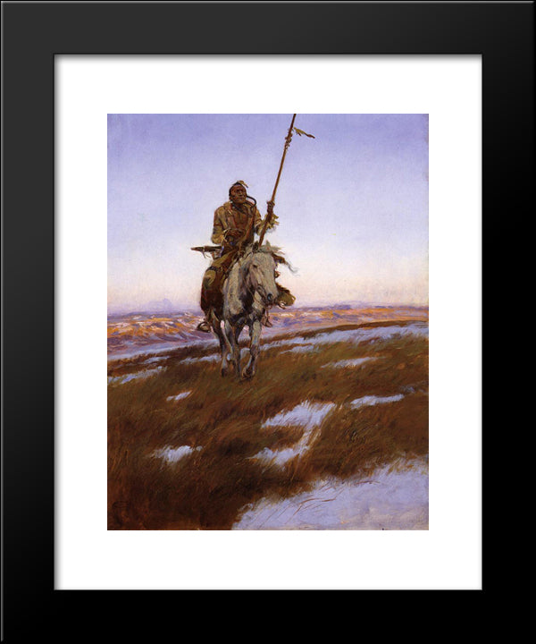 A Cree Indian 20x24 Black Modern Wood Framed Art Print Poster by Russell, Charles M.