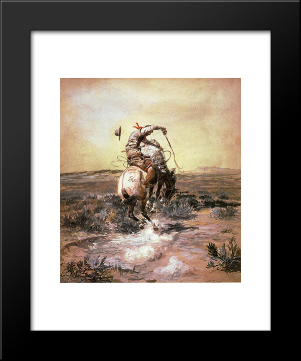 A Slick Rider 20x24 Black Modern Wood Framed Art Print Poster by Russell, Charles M.