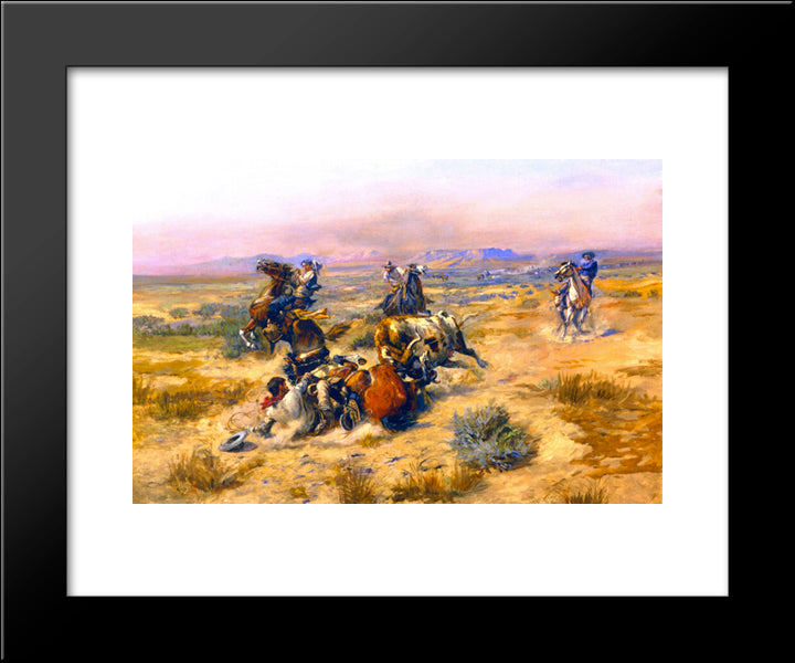 A Strenuous Life 20x24 Black Modern Wood Framed Art Print Poster by Russell, Charles M.