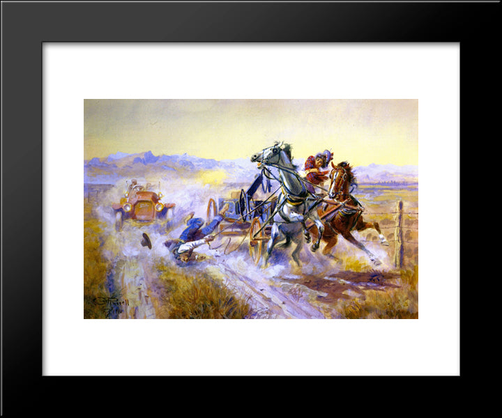 An Old Story 20x24 Black Modern Wood Framed Art Print Poster by Russell, Charles M.