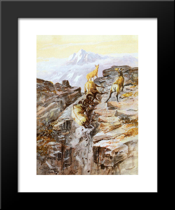 Big Horn Sheep 20x24 Black Modern Wood Framed Art Print Poster by Russell, Charles M.