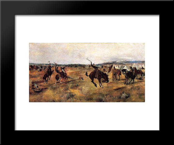 Breaking Camp 20x24 Black Modern Wood Framed Art Print Poster by Russell, Charles M.