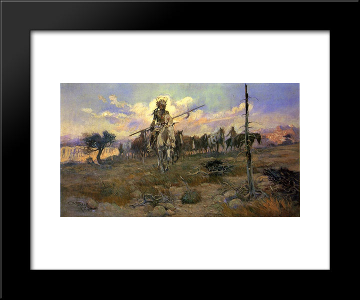 Bringing Home The Spoils 20x24 Black Modern Wood Framed Art Print Poster by Russell, Charles M.