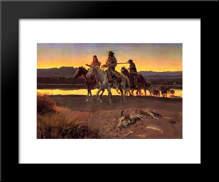 Carson'S Men 20x24 Black Modern Wood Framed Art Print Poster by Russell, Charles M.