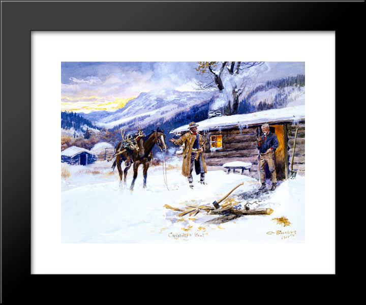 Christmas Meat 20x24 Black Modern Wood Framed Art Print Poster by Russell, Charles M.