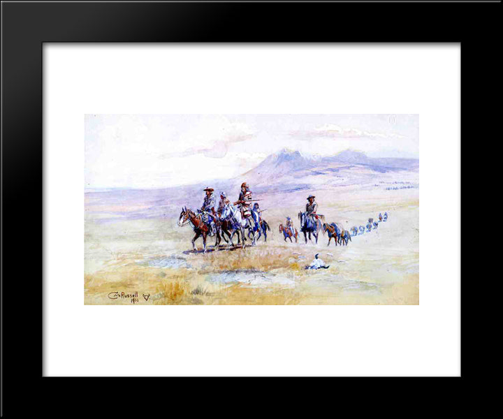 Coming Across The Plain 20x24 Black Modern Wood Framed Art Print Poster by Russell, Charles M.