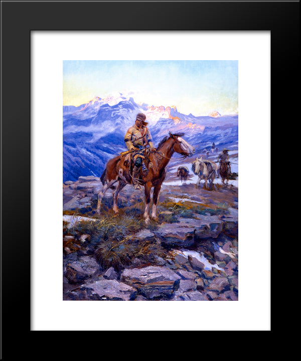 Free Trappers 20x24 Black Modern Wood Framed Art Print Poster by Russell, Charles M.