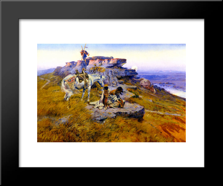 Her Heart Is On The Ground 20x24 Black Modern Wood Framed Art Print Poster by Russell, Charles M.