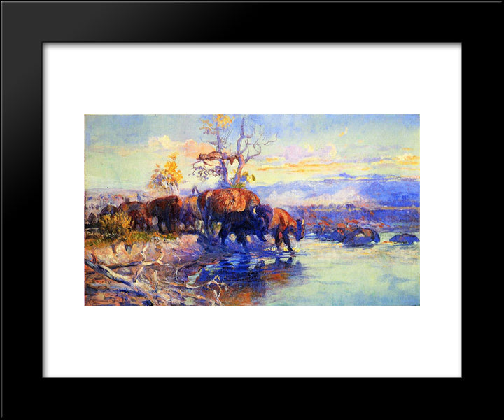 His Heart Sleeps 20x24 Black Modern Wood Framed Art Print Poster by Russell, Charles M.