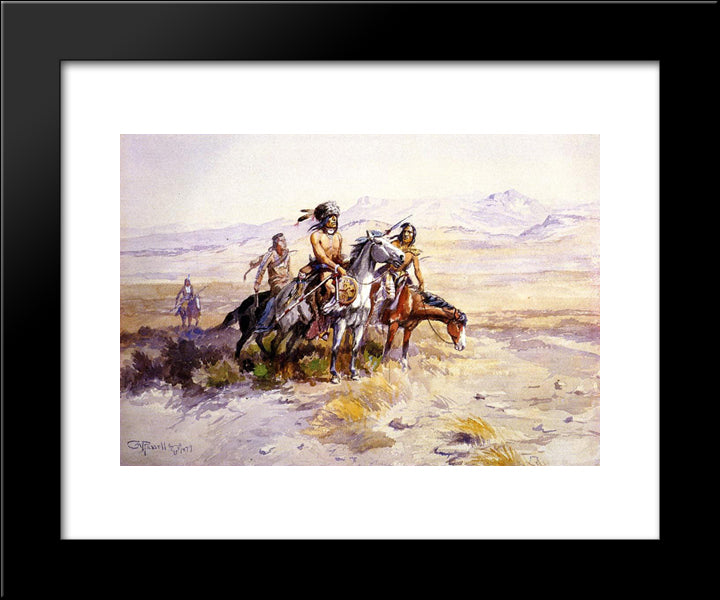 In Enemy Country 20x24 Black Modern Wood Framed Art Print Poster by Russell, Charles M.