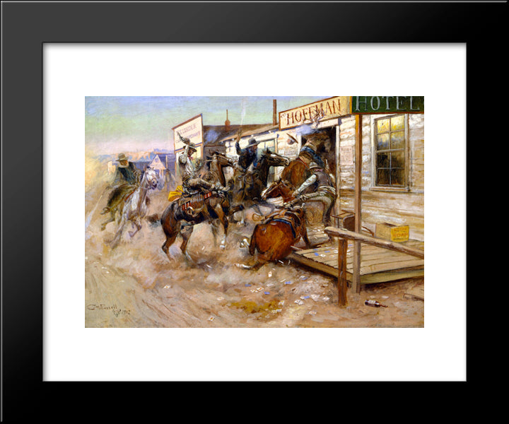 In Without Knocking 20x24 Black Modern Wood Framed Art Print Poster by Russell, Charles M.