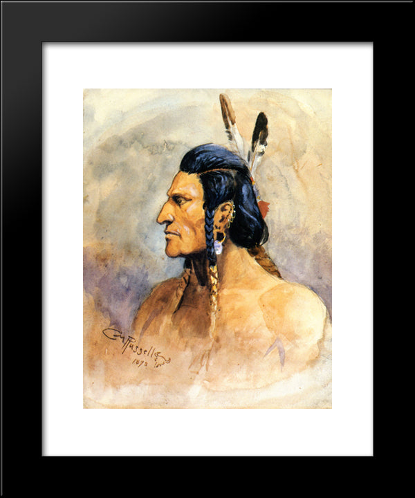 Indian Brave 20x24 Black Modern Wood Framed Art Print Poster by Russell, Charles M.