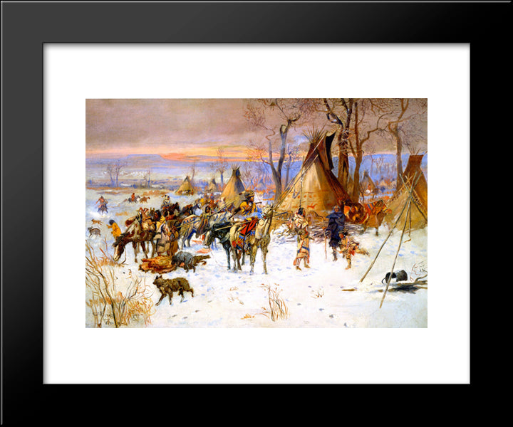 Indian Hunters' Return 20x24 Black Modern Wood Framed Art Print Poster by Russell, Charles M.