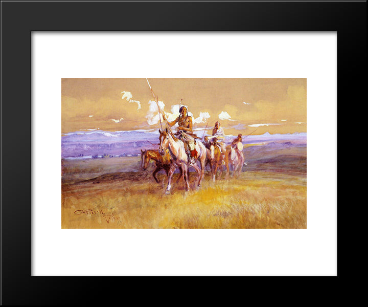 Indian Party 20x24 Black Modern Wood Framed Art Print Poster by Russell, Charles M.