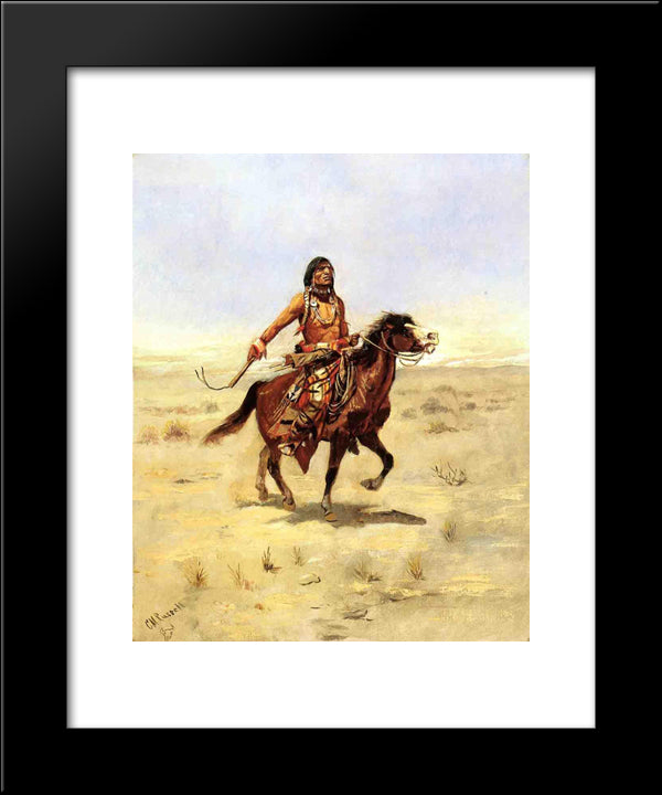 Indian Rider 20x24 Black Modern Wood Framed Art Print Poster by Russell, Charles M.