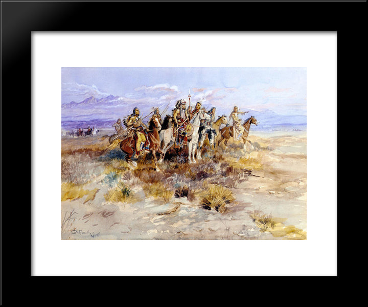 Indian Scouting Party 20x24 Black Modern Wood Framed Art Print Poster by Russell, Charles M.