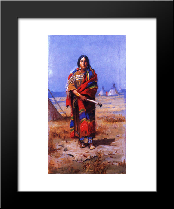 Indian Squaw 20x24 Black Modern Wood Framed Art Print Poster by Russell, Charles M.