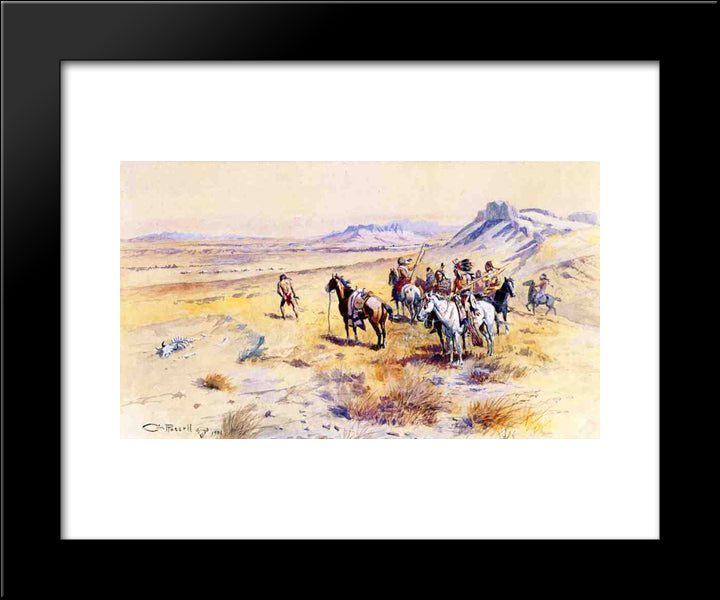 Indian War Party 20x24 Black Modern Wood Framed Art Print Poster by Russell, Charles M.