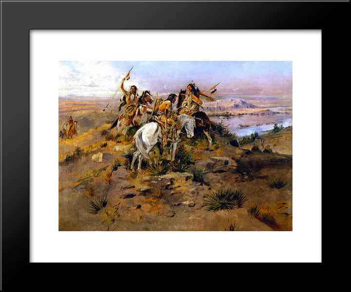 Indians Discovering Lewis And Clark 20x24 Black Modern Wood Framed Art Print Poster by Russell, Charles M.