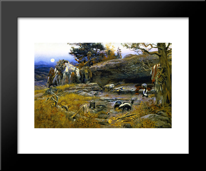 Man'S Weapons Are Useless When Nature Goes Armed 20x24 Black Modern Wood Framed Art Print Poster by Russell, Charles M.