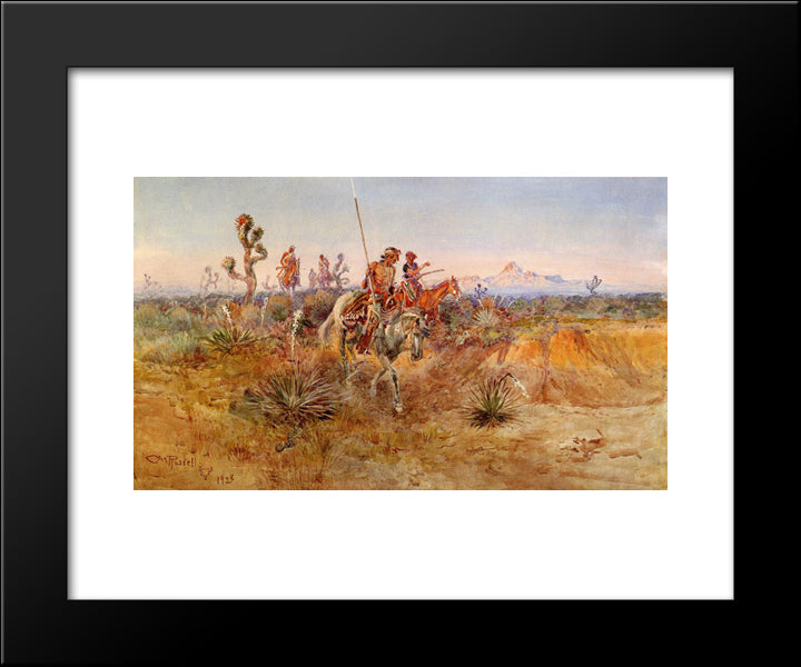 Navajo Trackers 20x24 Black Modern Wood Framed Art Print Poster by Russell, Charles M.