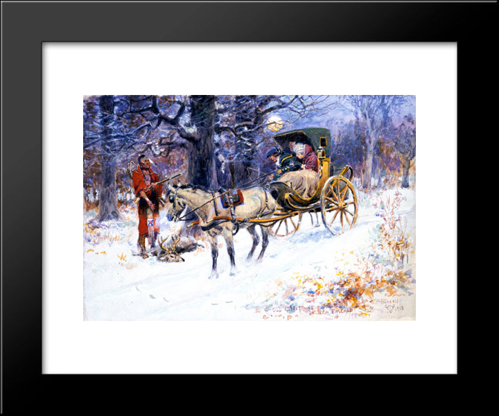 Old Christmas In New England 20x24 Black Modern Wood Framed Art Print Poster by Russell, Charles M.