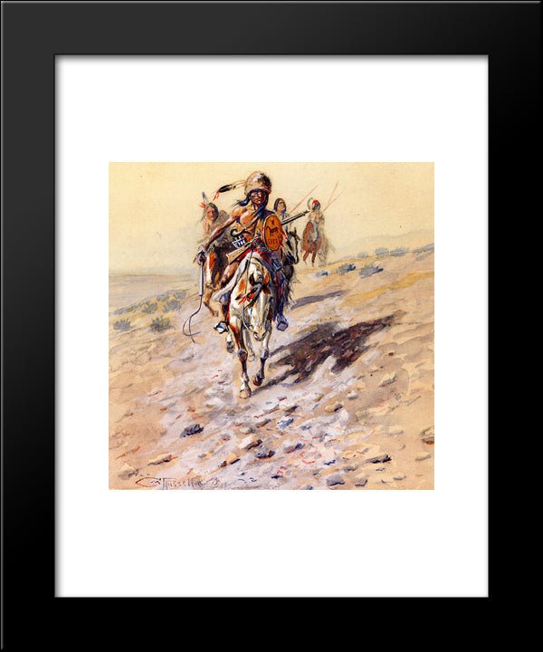 On The Trail 20x24 Black Modern Wood Framed Art Print Poster by Russell, Charles M.