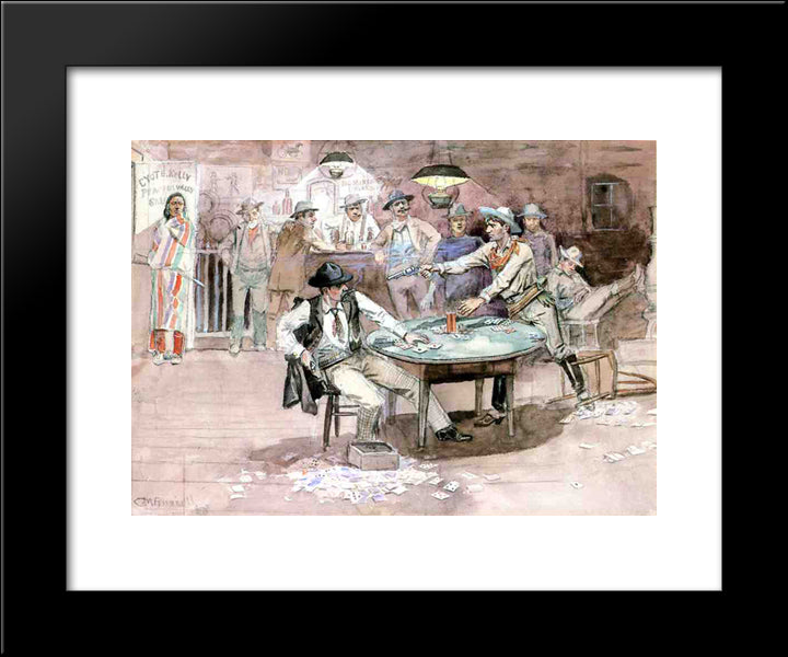 Peaceful Valley Saloon 20x24 Black Modern Wood Framed Art Print Poster by Russell, Charles M.