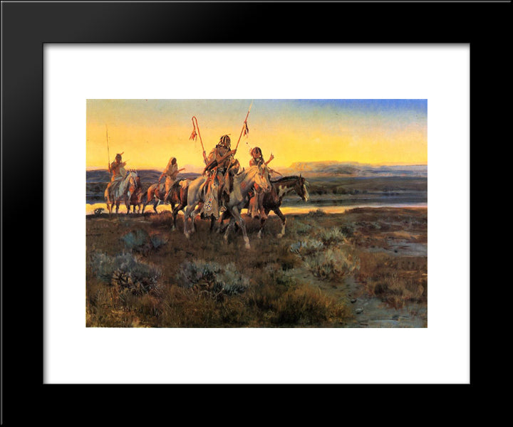 Piegans 20x24 Black Modern Wood Framed Art Print Poster by Russell, Charles M.