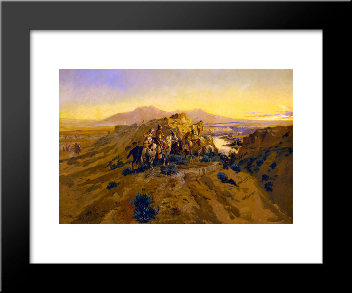 Planning The Attack 20x24 Black Modern Wood Framed Art Print Poster by Russell, Charles M.