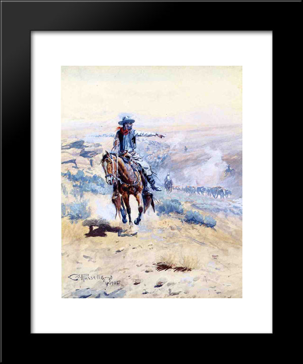 Pointing Out The Trail 20x24 Black Modern Wood Framed Art Print Poster by Russell, Charles M.