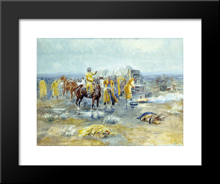 Rainy Morning 20x24 Black Modern Wood Framed Art Print Poster by Russell, Charles M.