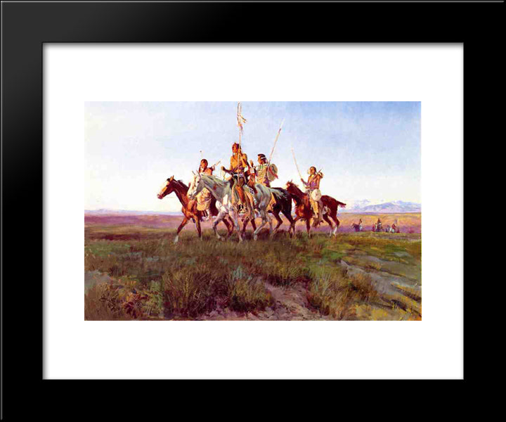 Return Of The War Party 20x24 Black Modern Wood Framed Art Print Poster by Russell, Charles M.