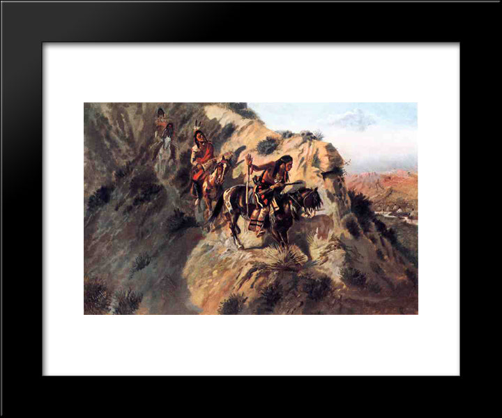 Scouting The Enemy 20x24 Black Modern Wood Framed Art Print Poster by Russell, Charles M.