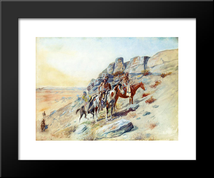 Sighting The Enemy 20x24 Black Modern Wood Framed Art Print Poster by Russell, Charles M.