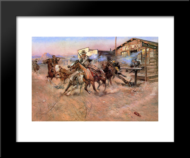 Smoke Of A #45 20x24 Black Modern Wood Framed Art Print Poster by Russell, Charles M.