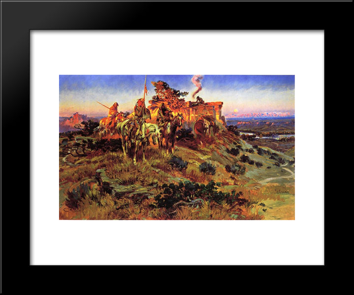 Smoke Talk 20x24 Black Modern Wood Framed Art Print Poster by Russell, Charles M.