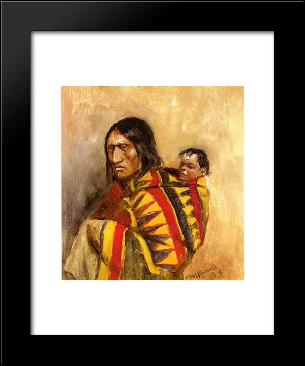 Stone-In-Moccasin Woman 20x24 Black Modern Wood Framed Art Print Poster by Russell, Charles M.