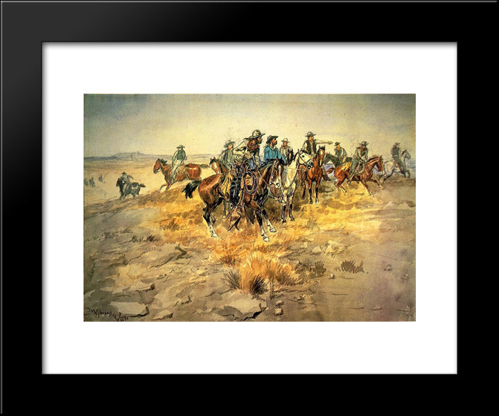 The Alarm Bell 20x24 Black Modern Wood Framed Art Print Poster by Russell, Charles M.