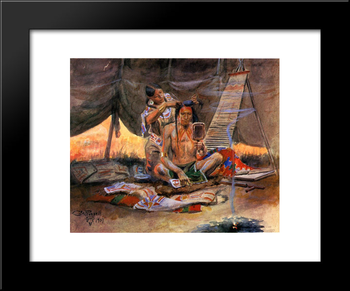 The Beauty Parlor 20x24 Black Modern Wood Framed Art Print Poster by Russell, Charles M.